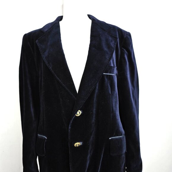 Vintage Cortefiel Velvet Dinner Jacket 44 Wide Lapel Velvet Tuxedo Jacket Blazer - Picture 3 of 11